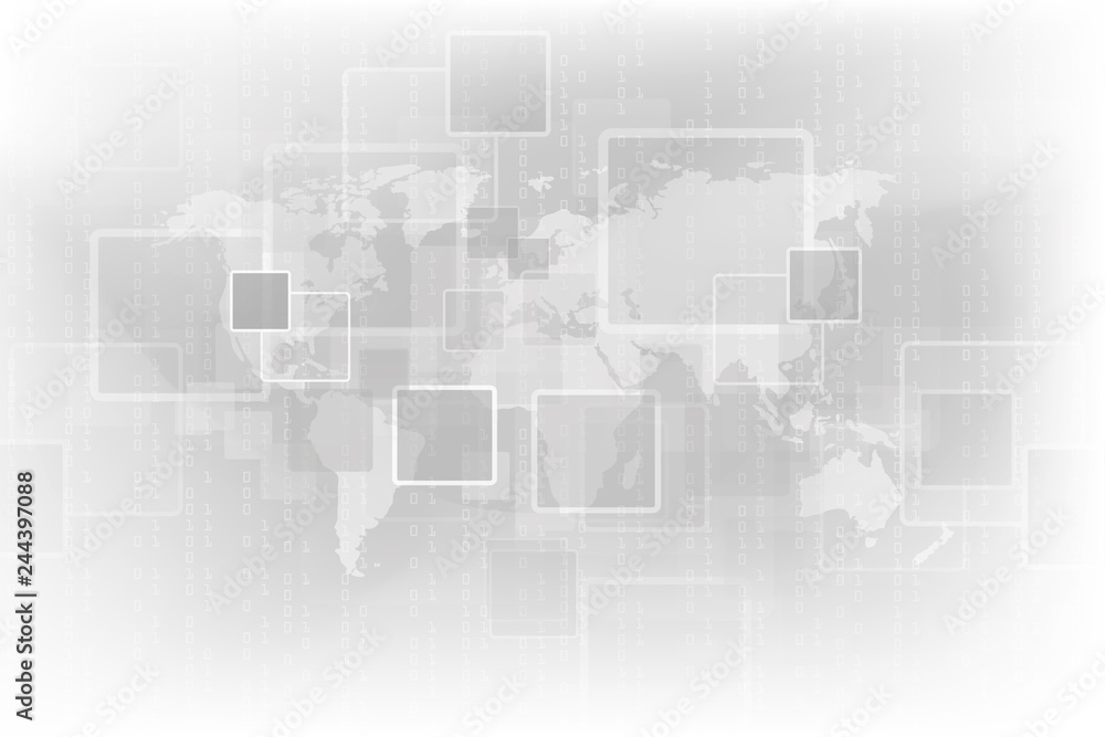 Poster abstract geometric background with world map. modern technology connection science. technology cyber