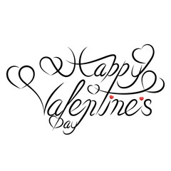 Happy Valentine's Day. Typography background with beautiful handwritten calligraphy text.  Vector illustration