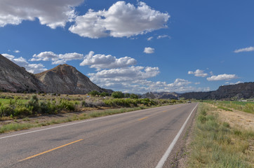 Utah State Route 12 (Scenic Byway 12) heading north in Cannonville, Garfield County, Utah