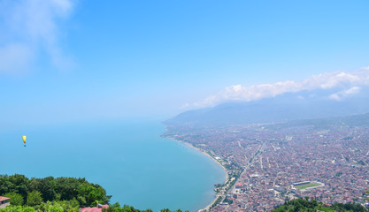 Obraz premium Top view of the center of Ordu, one of the cities on the Black Sea, Turkey,