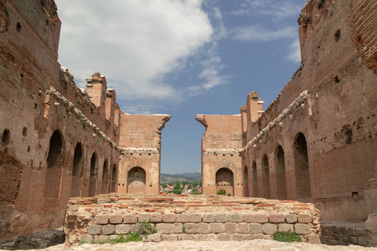 Historical library in the Red Basilica at the foot of the ancient city of Pergamon.