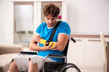 Injured man recovering from his injury