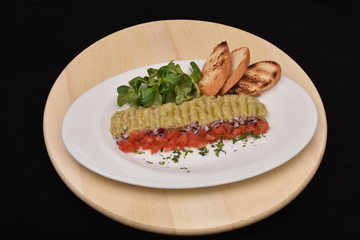 Bruschetta with  eggplant, Tomato, and Basil