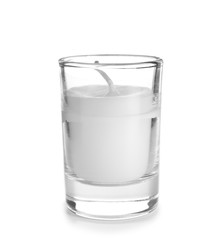 Wax candle on white background