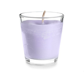 Wax candle on white background