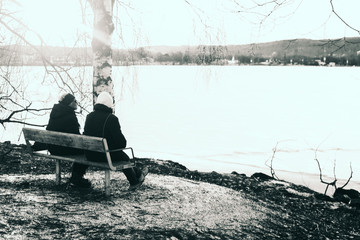 Sitting at the lake with a friend