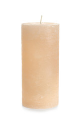 Wax candle on white background