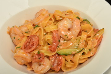 Pasta with cream and Fresh shrimps