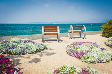 Beautiful promenade in Bardolino near lake Garda © nata_rass