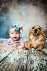 Baby mit Hund