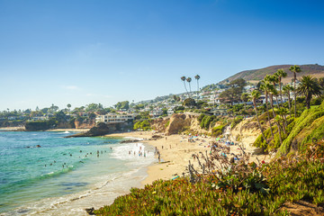 Fototapeta premium View on a beach from Heisler Park in Laguna Beach