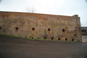 Old remains of brick ovens along dyke riverside Hollandsche IJssel at Klein Hitland in Nieuwerkerk aan den IJssel