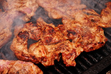 beef steak on the grill  at  wedding