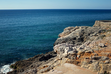Stony ocean coastline, Cuba, Havana, view from El Morro castle 