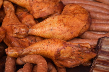 smoked meat, chicken legs, 