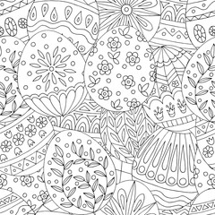 Abstract seamless pattern with hand drawn doodles easter eggs