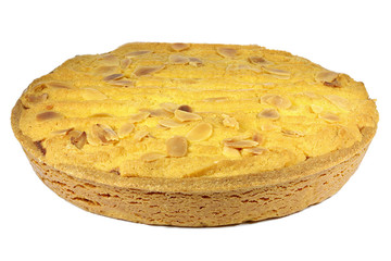 filled cake from the Dutch island of Texel called Razende Bol isolated on white background