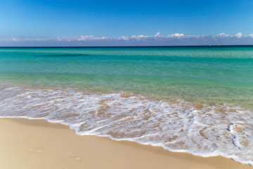 Background of tropical white sand beach and turquoise sea