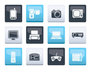 Hi-tech technical equipment icons over color background - vector icon set