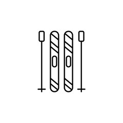 skis, winter, sport outline icon. Element of winter sport illustration. Signs and symbols icon can be used for web, logo, mobile app, UI, UX