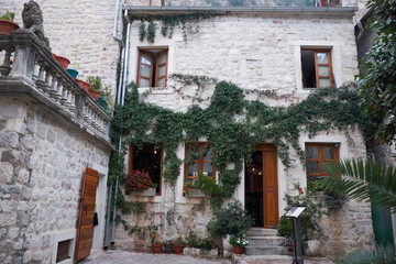 Ancient house in the Old Town of Kotor. Montenegro.