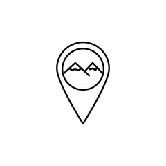pin, geolocation, mountain outline icon. Element of winter sport illustration. Signs and symbols icon can be used for web, logo, mobile app, UI, UX