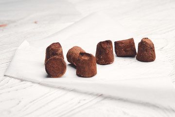 candy truffles on white background