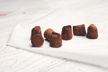 candy truffles on white background