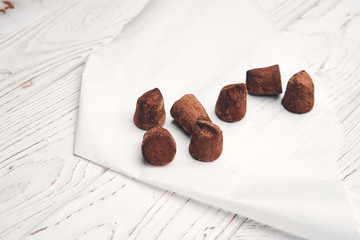 candy truffles on white background
