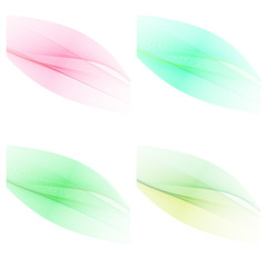 Abstract stylish color wave design elements - set of 4 color wav