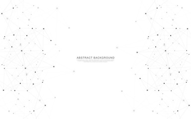 Geometric abstract background with connected dots and lines. Molecular structure and communication concept. Digital technology background and network connection.