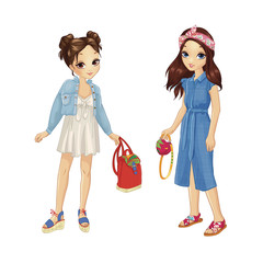 Girls In Outfits With Bright Accessories