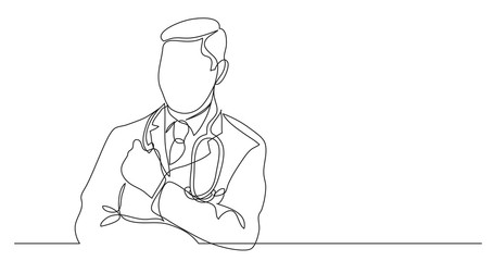 one line vector drawing of hospital man doctor thinking