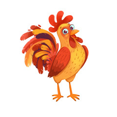 Cute Rooster. Symbol of the Chinese New Year