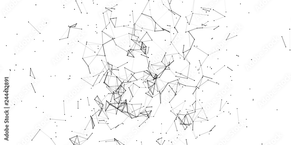 Poster plexus effect. white background.connecting dots and lines.abstract background polygonal