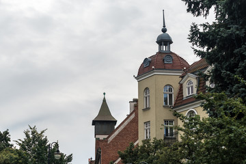 Fototapeta na wymiar Sopot, Poland: Buildings along main street (Monciak) in resort
