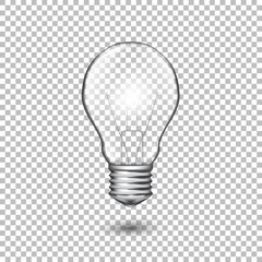 Realistic vector transparent light bulb