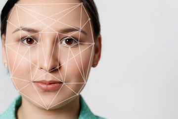 Biometric verification woman face recognition detection security
