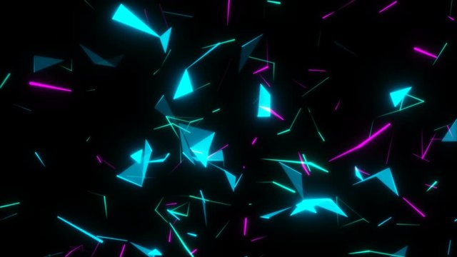 Jerky movements of multi-colored elements.Retro futuristic flight over space, seamless background 80s retro fantasy.