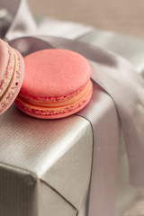 macaron, pastel color, dessert cake (natural macaroons). top copy space. food background