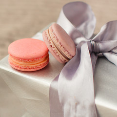 macaron, pastel color, dessert cake (natural macaroons). top copy space. food background