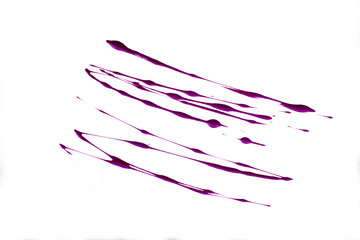 Obraz na płótnie Canvas Violet nail polish sample isolated on white background