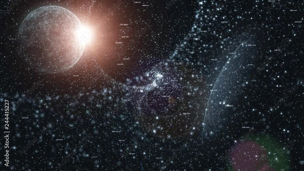 Aufkleber abstract universe with planets, abstract dust and random numbers.