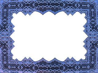 Ornamental blue frame with fractal pattern