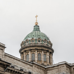 Fototapeta premium Dome of the Kazan Cathedral on a cloudy winter day. Saint-Petersburg, Russia.