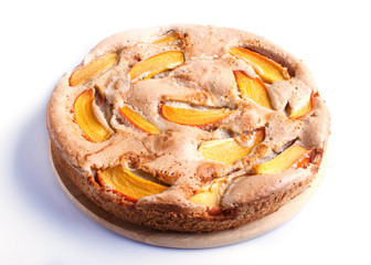 Sweet persimmon pie isolated on white background