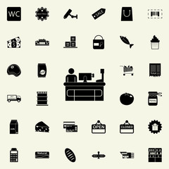 cashier at the cashier's desk icon. market icons universal set for web and mobile