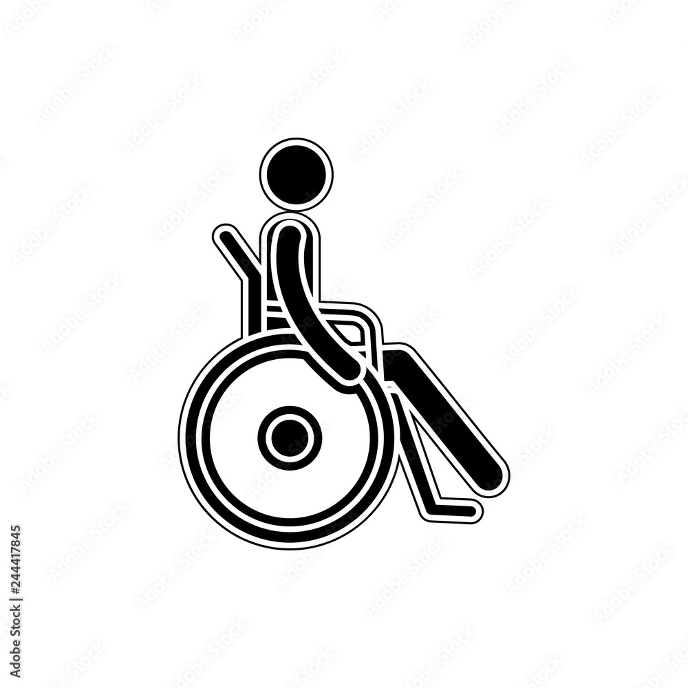 Poster the man in a wheelchair icon. element of cyber security for mobile concept and web apps icon. glyph,