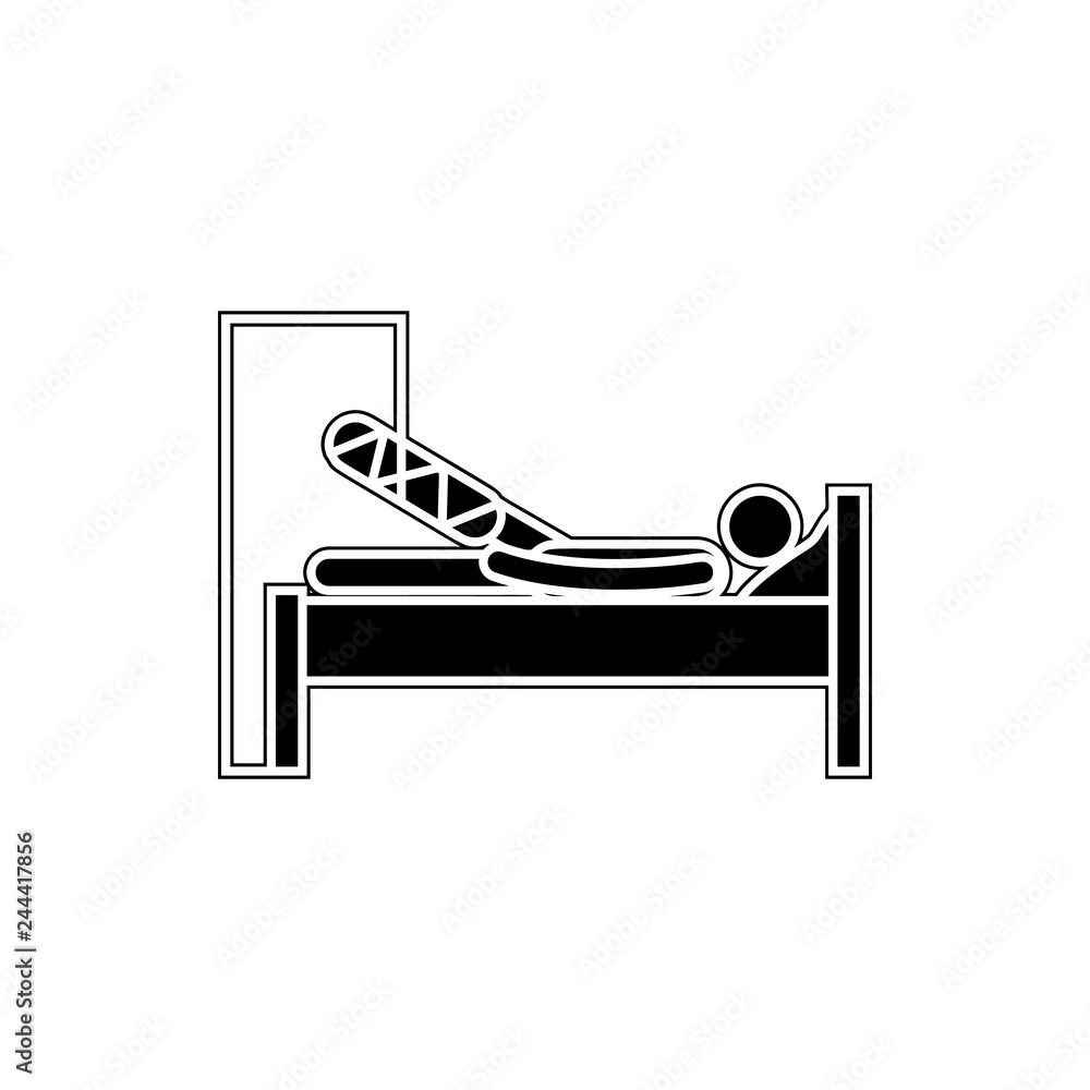 Poster a man with broken leg icon. element of cyber security for mobile concept and web apps icon. glyph, f