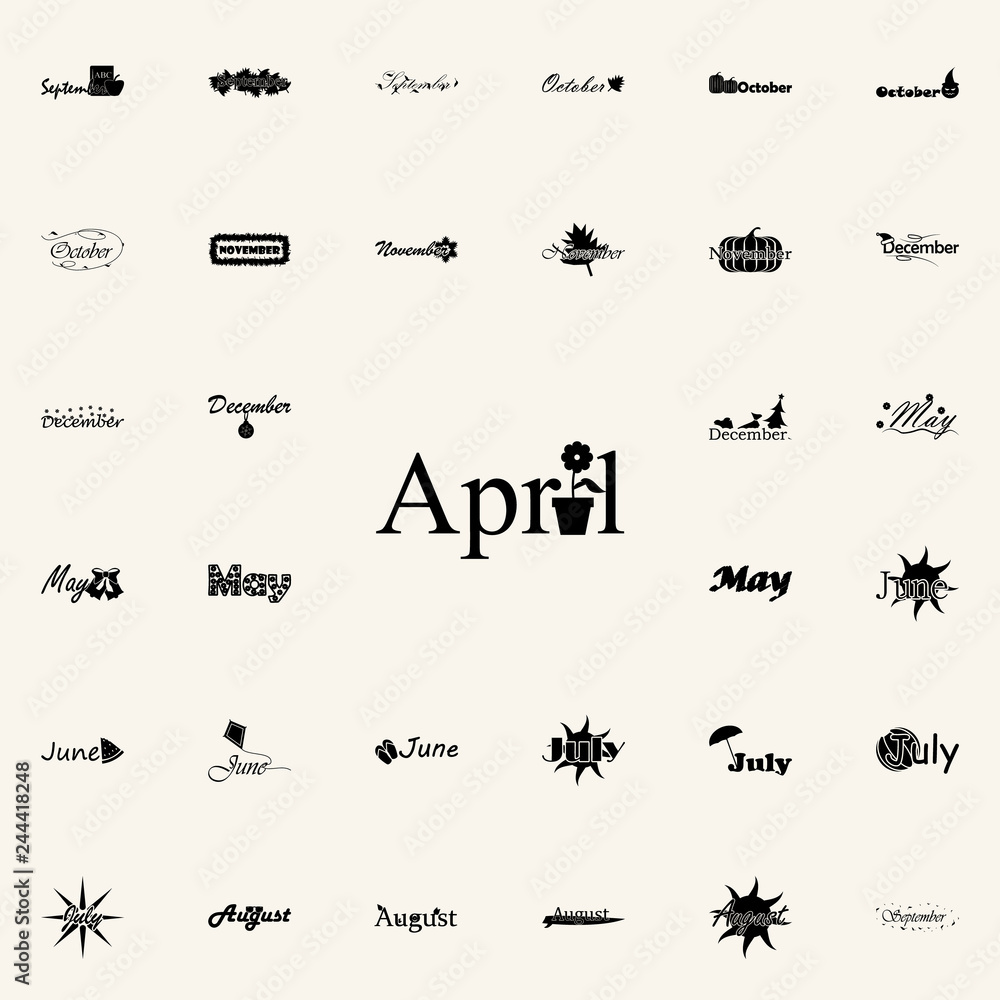 Poster april icon. name of month icons universal set for web and mobile